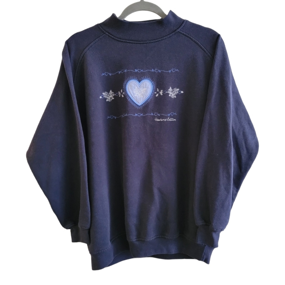 Vintage Weekend Edition Lounge Rose Heart Sweatshirt Size M